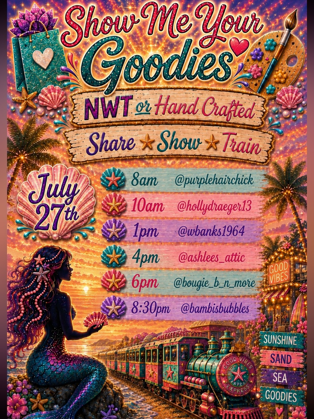 Show Me Your Goodies NWT or Hand
Crafted Share Show Train!